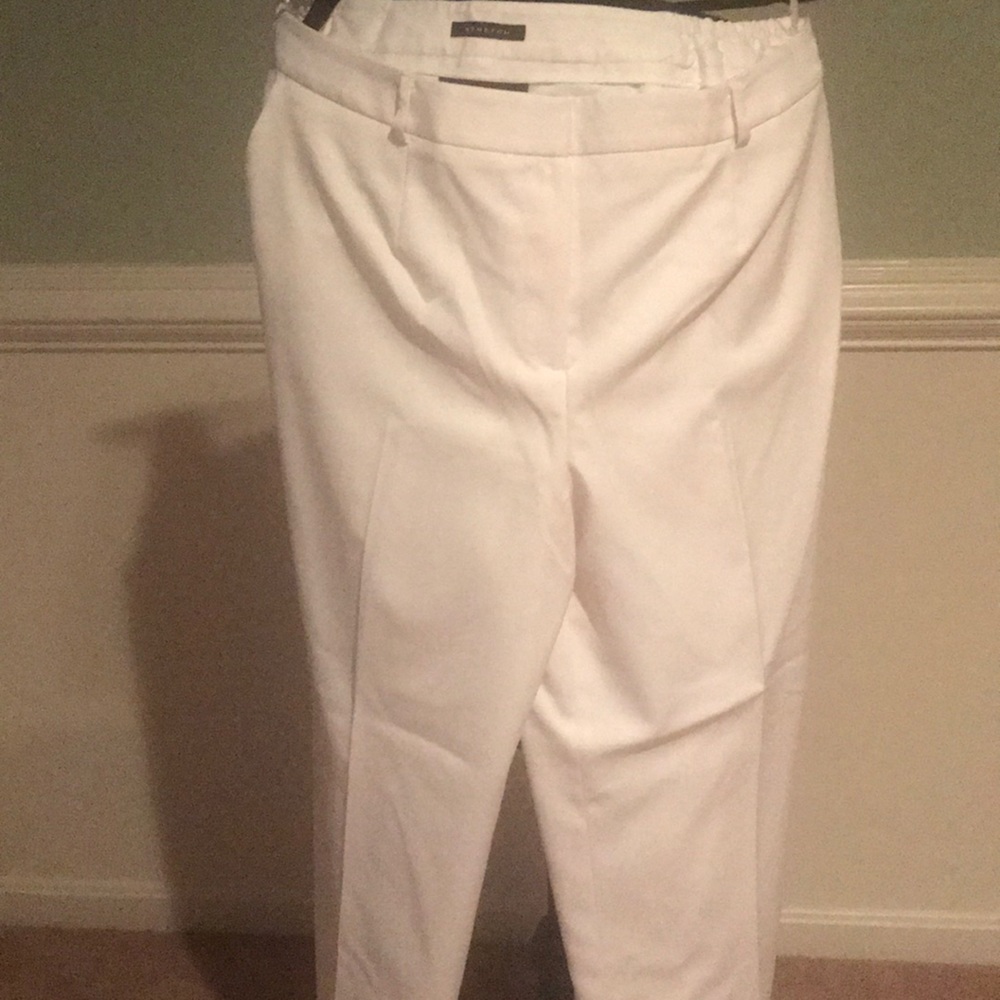 Plus size White fully lined flare dress pants